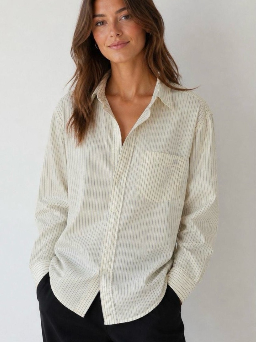 Aritzia TNA Striped Poplin Shirt